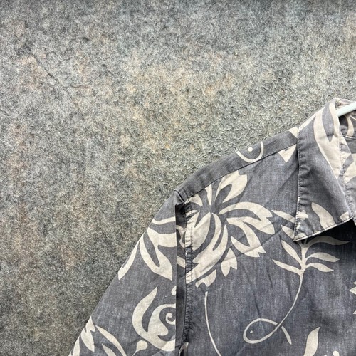 Reyn Spooner Shirt Mens Large Gray Button Down Alfred Shaheen Hawaiian Floral - Picture 9 of 11
