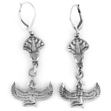 Egyptian Sterling Silver 925 Winged Isis Earrings