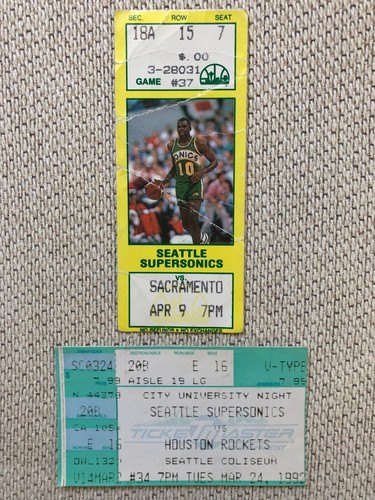 Seattle Sonics vs Houston Rockets and Sac Kings Ticket Stubs Gary ...