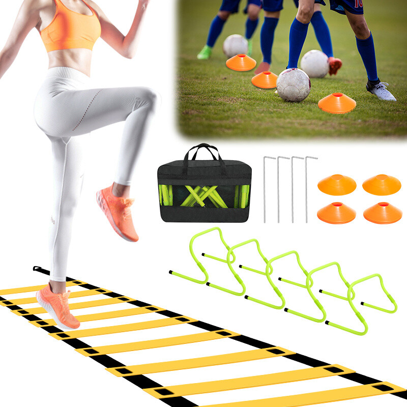 Agility Training Koordinationsleiter Markierungshütchen Fußball Hürden Set
