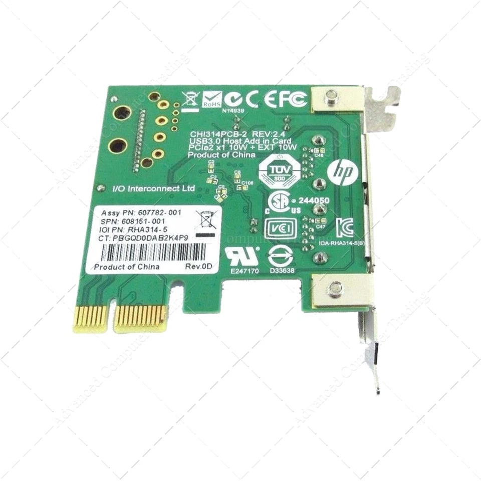 608151-001 HP SuperSpeed 2 x Ports USB 3.0 PCI-Express 2.0 x1 LP Extension sata - Imagen 3 de 3