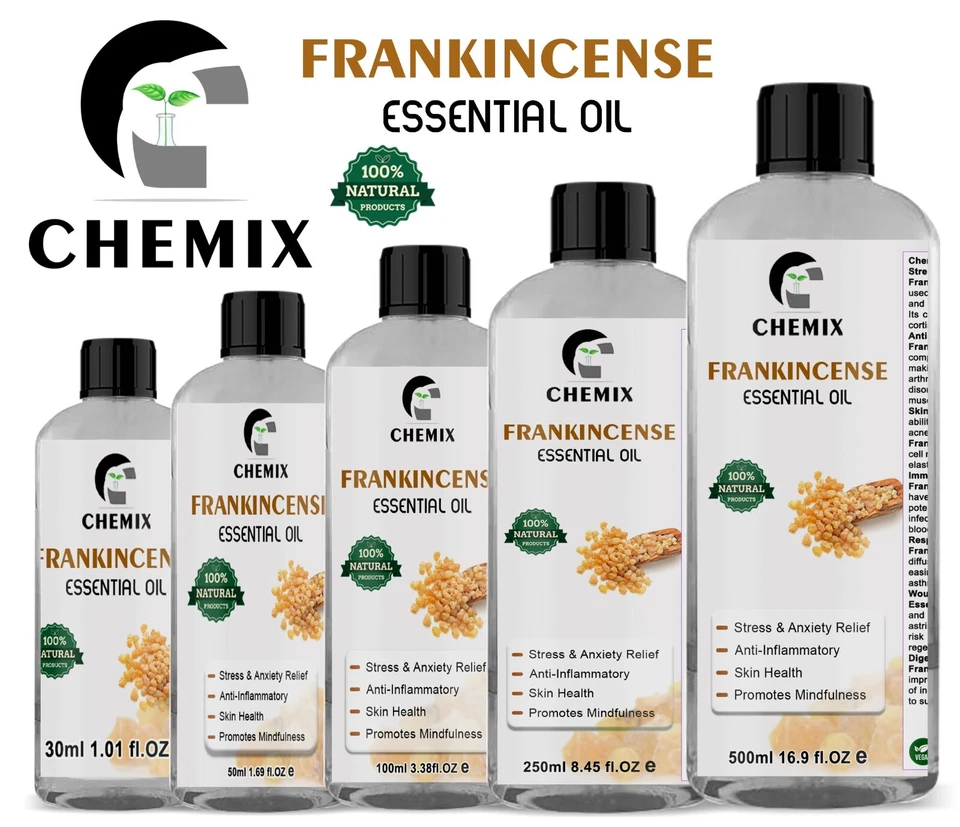 CHEMIX 100% Pure Frankincense Essential Oil- Anti-Aging, Stress Relief & Aromatherapy