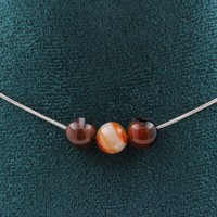 Halskette 3 Perlen Achat Traum- 8 Mm. Kette Aus Edelstahl Halskette Damen