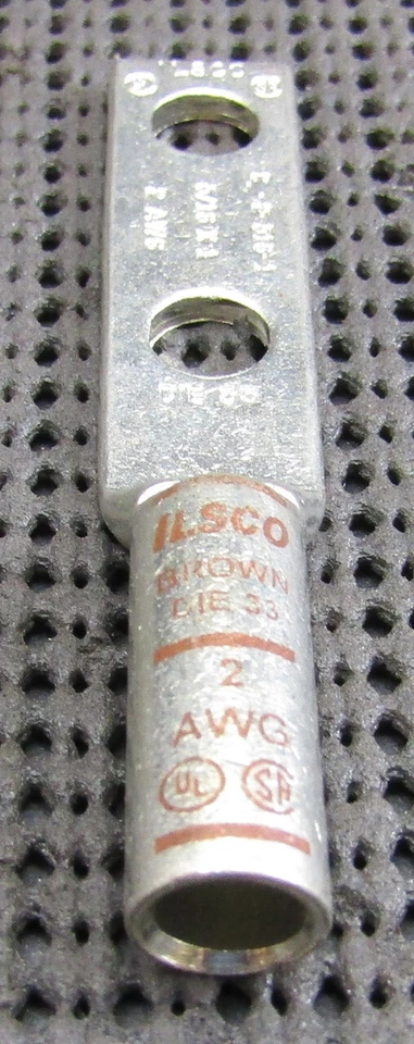 ILSCO CLWD-2-516-1 COPPER COMPRESSION LUG 5/16" x 1" 2 AWG BROWN DIE 33 - LOT OF - Image 2 of 3