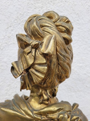A Carrier, Buste De Femme En Bronze, Signé, XIXème Siècle - Picture 7 of 17