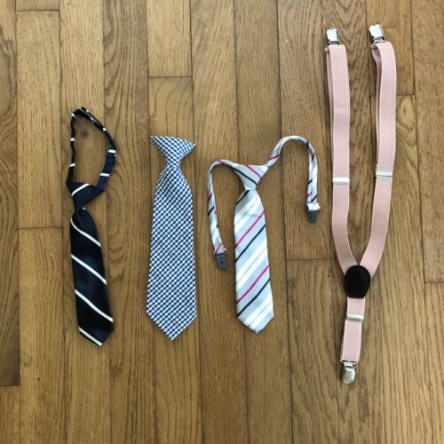 Baby Boys Toddler Lot of 3 Ties & Pink Suspenders Gingham Children’s Place - Picture 1 of 7