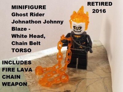 LEGO Minifigure Ghost Rider Johnathon Johnny Blaze White Head Chain ...
