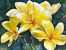 Original Oil Painting  Floral Flowers Yellow Artwork Wall Decor Contemporary Art
