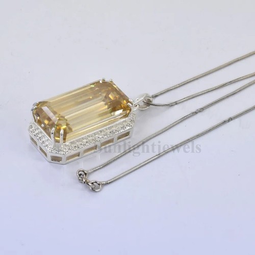 30.20 Ct Certified Champagne Treated Diamond Solitaire Pendant In 925 Silver - Picture 3 of 8