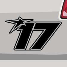 Adesivo numero partenza 17 Racenumber sticker squadra numero stella auto bike decal star