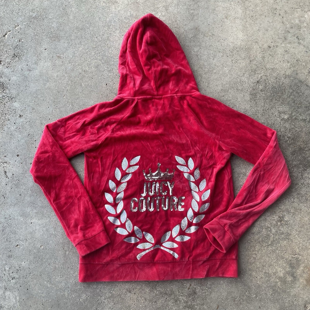トップス 90s 00s normcore velour jersey jacket Juicy Couture Adult XL Red Tracksuit Jacket Vintage Y2K