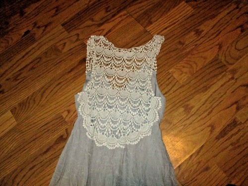 Ya Los Angeles~Ladies Long Dress~Gray & Crocheted Backside & Straps~Size Small - Picture 6 of 8