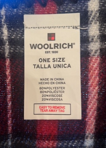 WOOLRICH Wrap Shawl Blanket Scarf Fleece One Size Red, Black, White Plaid - Picture 5 of 6