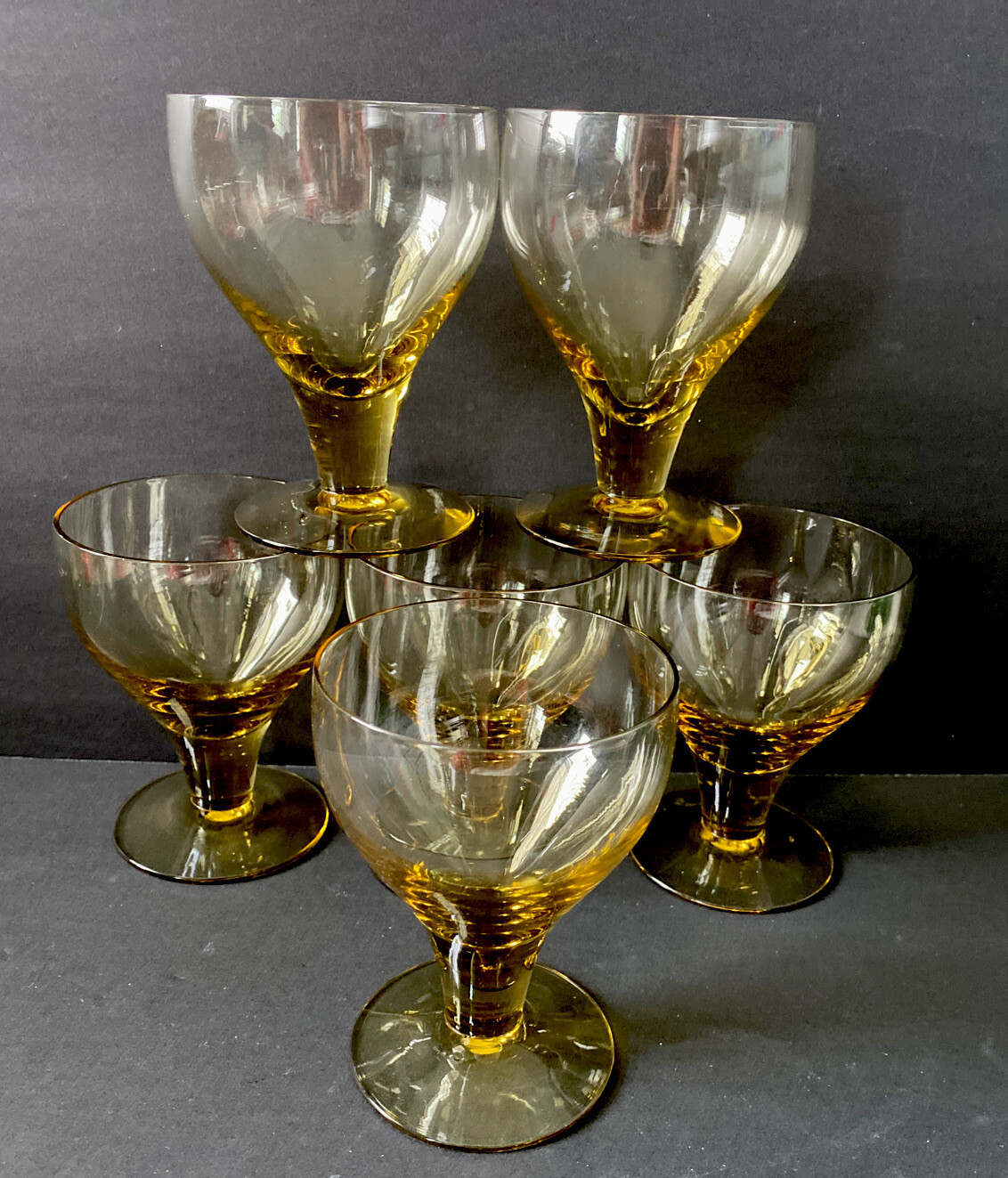 6 VNTG Independence? Honey Yellow Footed Wine Martinis Goblets Drink