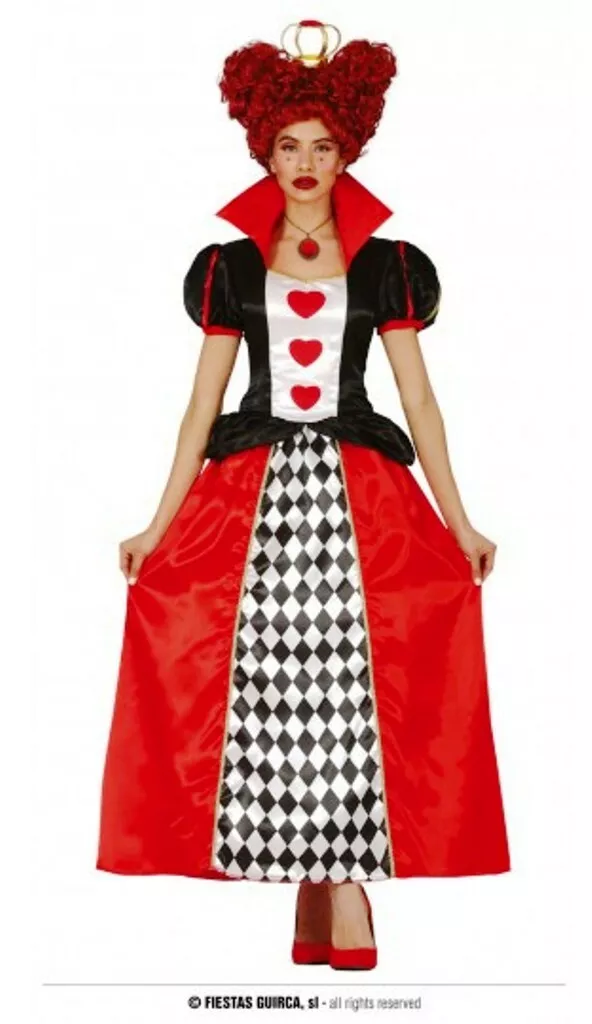 CARNEVALE HALLOWEEN VESTITO REGINA DI CUORI ALICE PAESE ADULTO COSPLAY