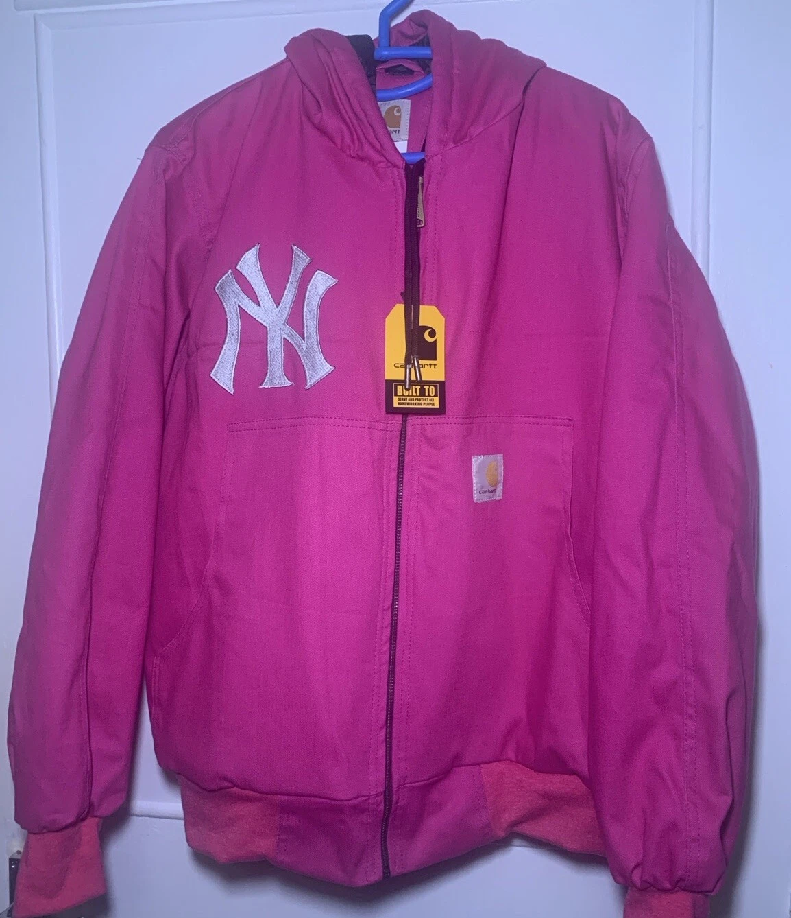 Carhartt Detroit Jacket Reworked Vintage Canvas Hoodie Pink Womens Size Medium