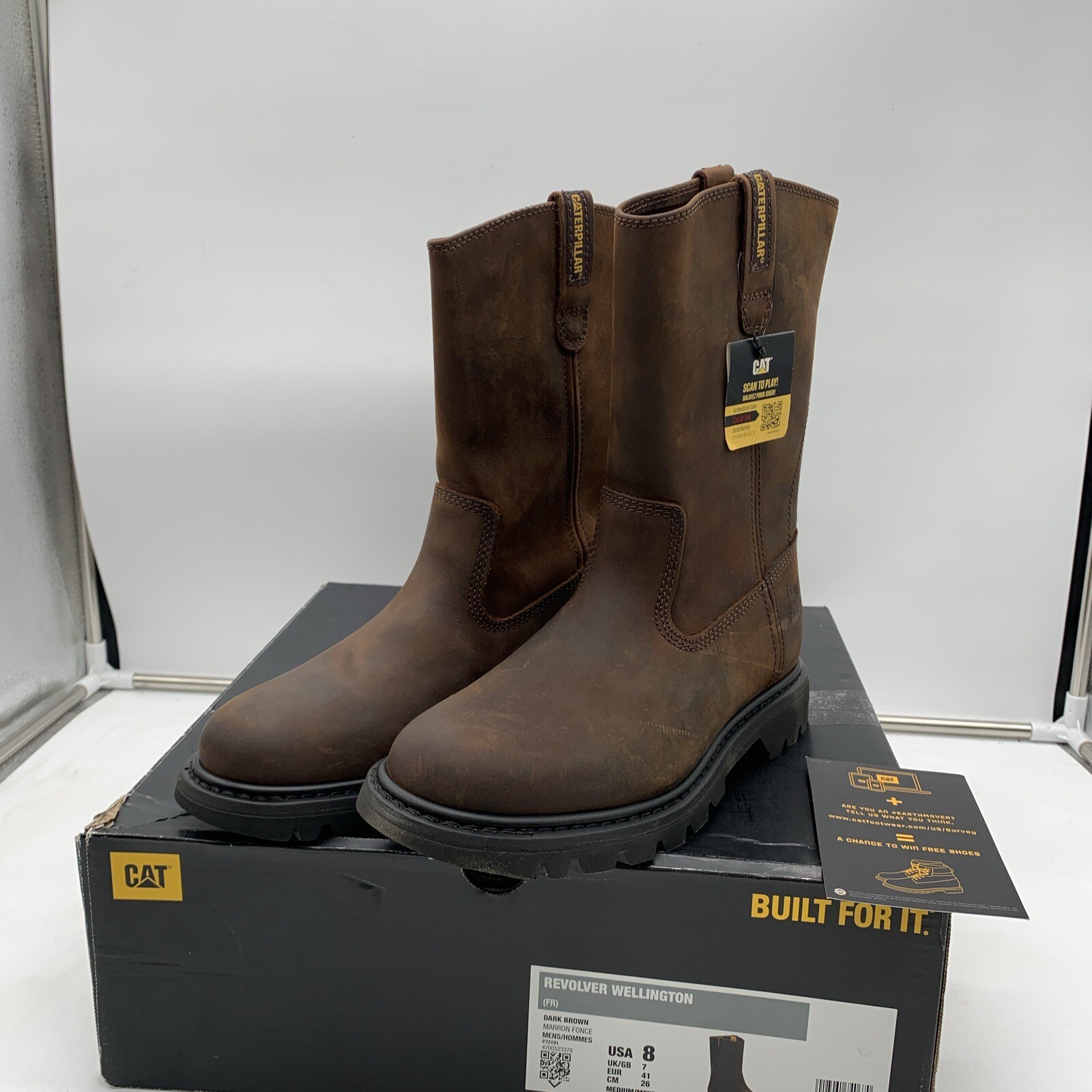 Caterpillar Men's Revolver Work Boot Soft Toe Brown Leather P72191 Size