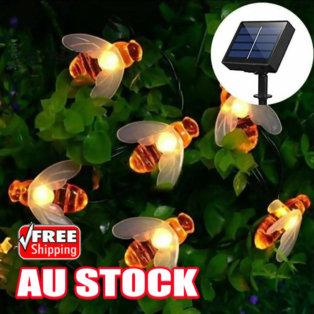 30 LED Solar Powered Honey Bee String Fairy Lights Outdoor Garden