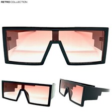 Oversized Modern Retro Party Club Rave Festival SUNGLASSES Large Frame Pink Lens