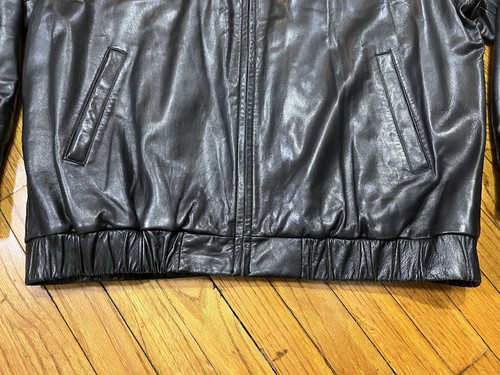 Chaps Leather Bomber Jacket Cotton Lined Buttery Soft Leather Black Men's 2XLT - Picture 5 of 21
