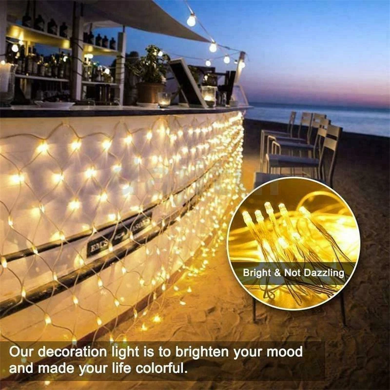 96/192LED Christmas Net Mesh Outdoor LED Fairy Light Solar Powered String Lights - Image 4 of 4