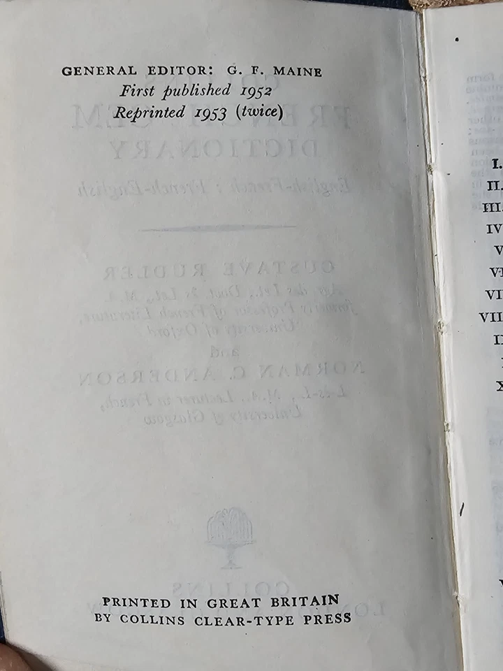 COLLINS FRENCH ENGLISH DICTIONARY GEM - RUDLER, ANDERSON -1953 - PAPERBACK MINI - Image 4 of 4