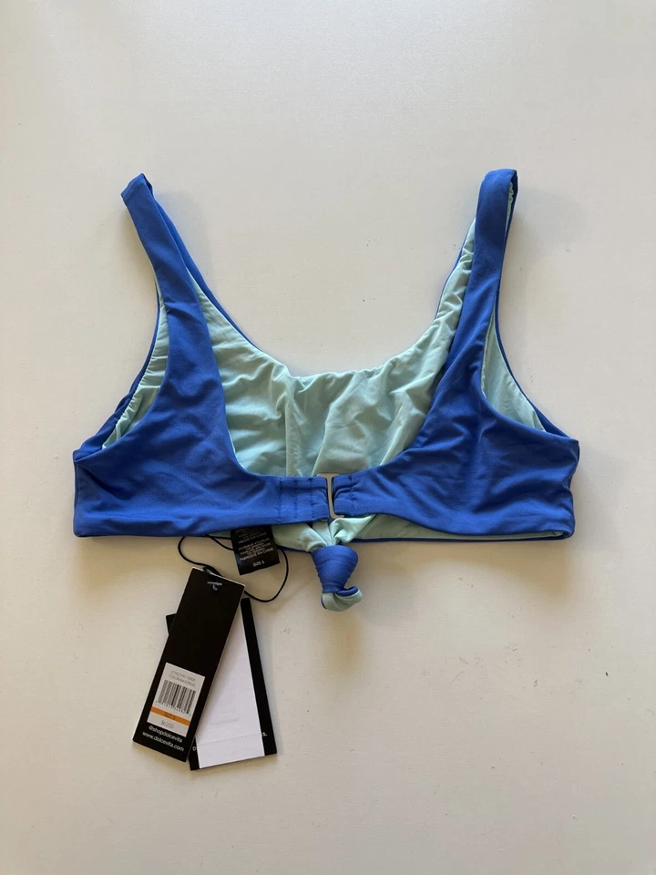 NWT! Dolce Vita Women's Sz S Knot Front Scoop Neck Crop Swim Bikini Top Blue - Image 4 of 4