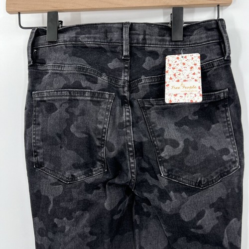 Free People NWT Black Camo High Rise Skinny Jeans 24 FP OB829879 - Picture 9 of 11