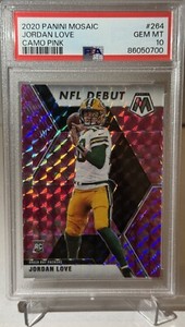 2020 Panini Mosaic - Jordan Love - Rookie - NFL Debut - Camo Pink - PSA 10!