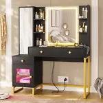 Makeup Vanity Desk with Jewelry Armoire Full Length Mirror Makeup Table Cabinet