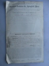 Massasoit Insurance Co, Springfield Mass. Document 1863 Bldg, RR, Congressman