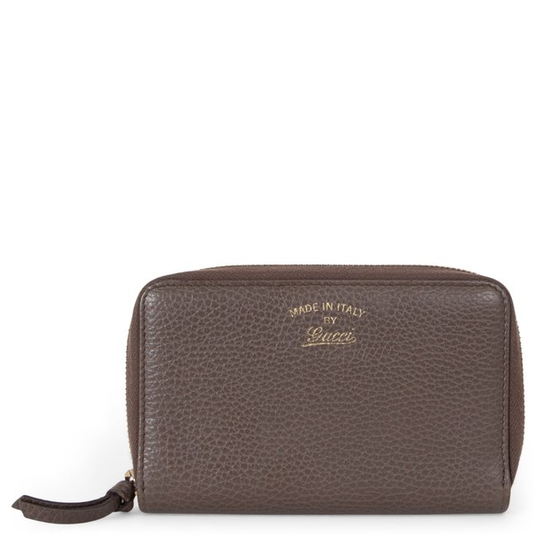 71256 authentische Gucci Geldbörse dunkel taupe Leder SWING ZIP-AROUND