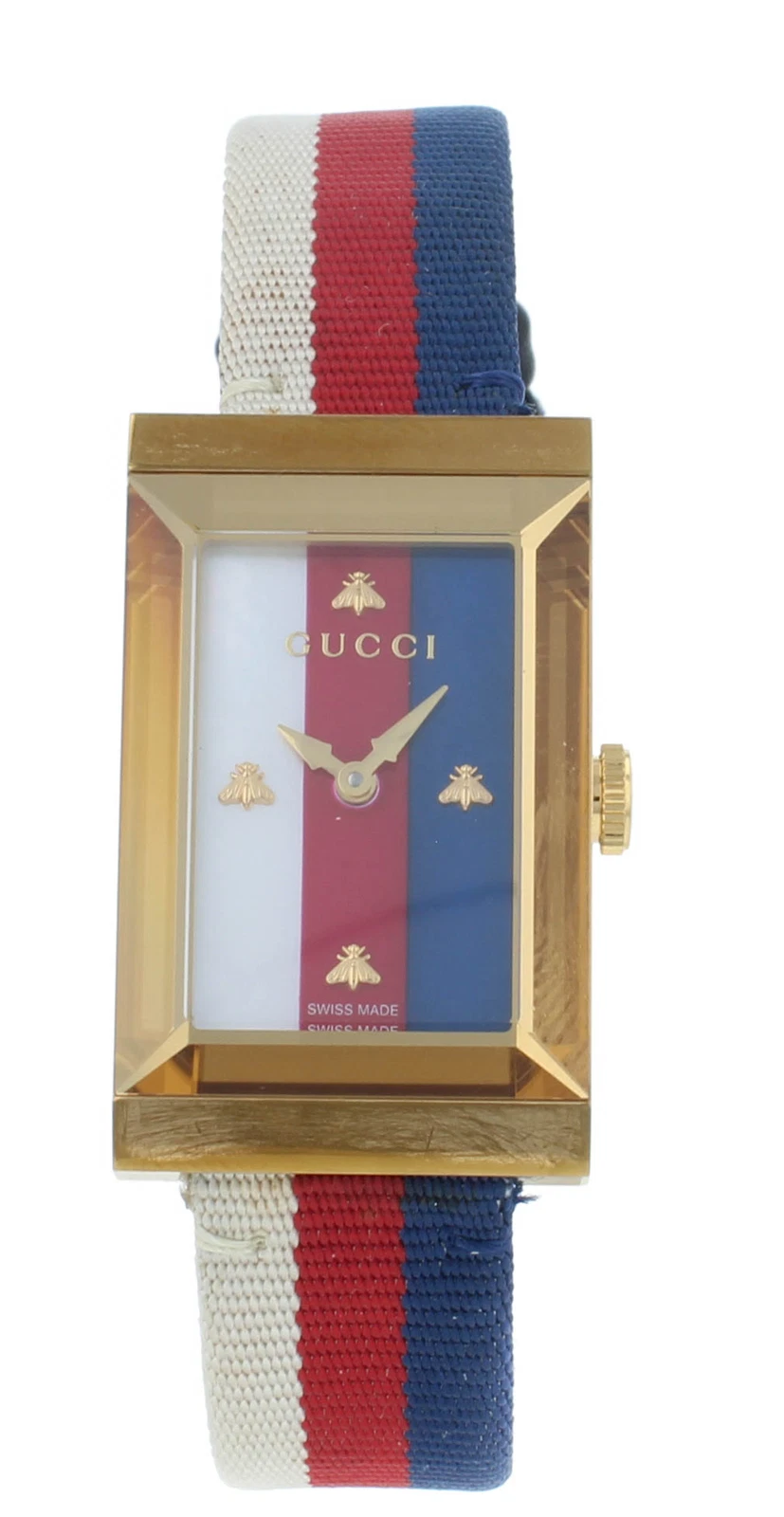Montre pour femme Gucci d'occasion cadre G cadran MOP bracelet quartz nylon 21 mm YA147405
