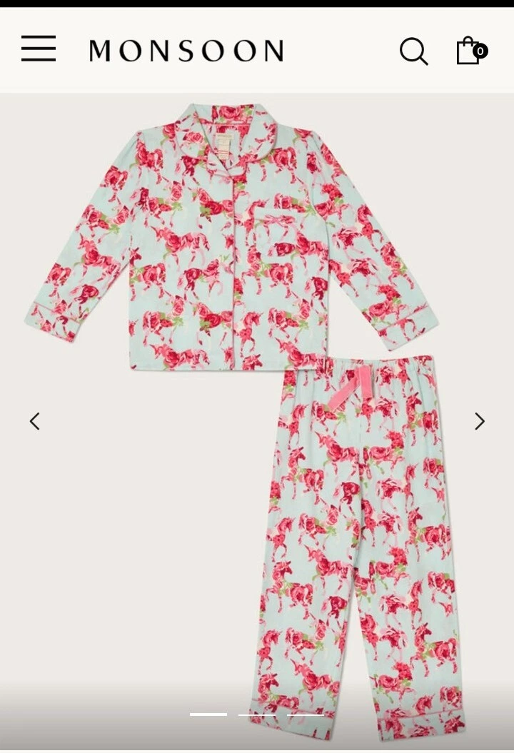 Monsoon Girls Floral Unicorn Pyjamas 7 8 Years BNWT Free P P RRP 28