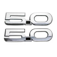 2Pc 2015-2020 5.0 Fender Emblem Nameplate Badge Chrome Black  New M-1447-M50AB