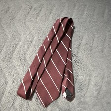 Wembley Striped Burgundy White Men's Tie 95 Polyester 5 Silk Woven One Size