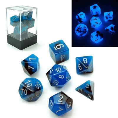 Bescon Two-Tone Glow-in-The-Dark Polyhedral Dice Set Blue Dawn,Luminous RPG Dice