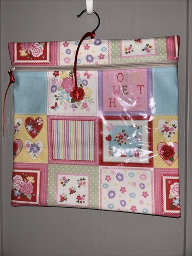 Handgefertigte Chintz Stoff Wachstuch Klammer Tasche Holz Aufhänger 14 x 14"XL