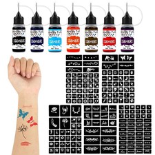 Henna Tattoo Kit Gel Ink Waterproof 183 Free Stencils DIY Tattoos Freckles Women