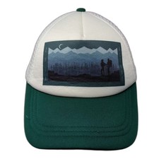 Zyia Active Trucker Hat Green White Mountain Graphic Mesh Adjustable OSFM Hat