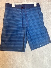 OP Swim Trunks Mens M Blue Striped Board Shorts Mesh Cut