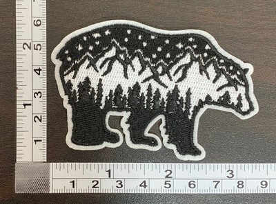 Grizzly Bear With Nature Scenery Embroidered Iron On Patch