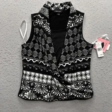 Amy's Closet Women's Vest XL Black White Floral NWT