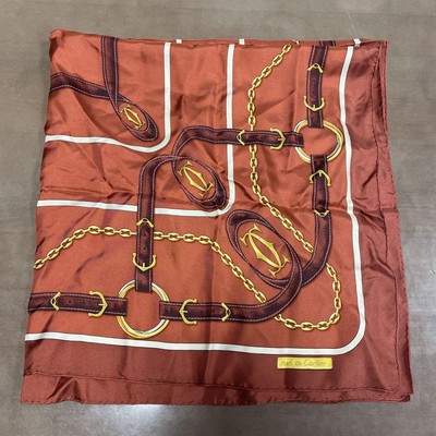 Cartier Silk Scarf 80 x 80 cm Bordeaux Vintage Chain Belt