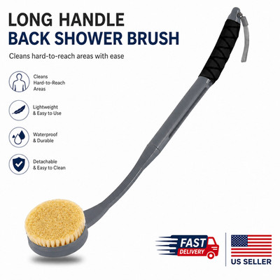 20.5'' Long Handle Back Scrubber Shower Brush for Body Deep Cleaning Exfoliator