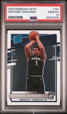 2020 Donruss Optic #151 Anthony Edwards Timberwolves RC Rookie PSA 10 GEM MINT