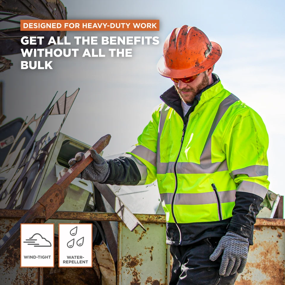 RefrigiWear Men's Hi Vis Softshell Jacket - High Visibility, Warm, Flexible - Image 4 of 4