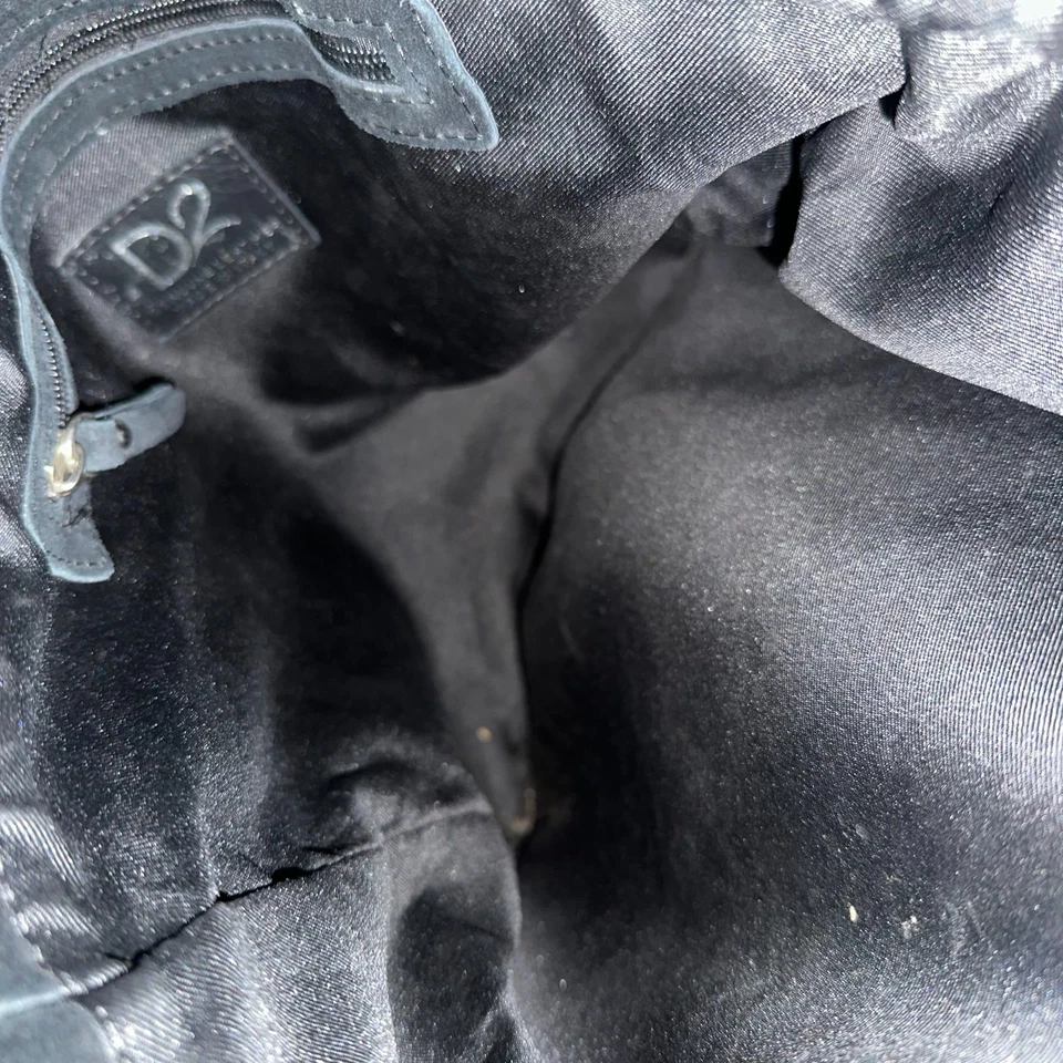 Bolso de hombro hobo de gamuza con flecos D2 para mujer con asas de cuero trenzado negro Foto 4 de 4