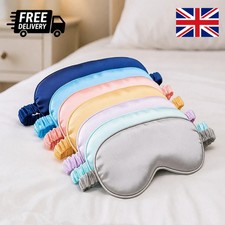 Luxury Pure Organic Satin Silk Eye Mask Soft Relax Travel Sleep Blindfold UK