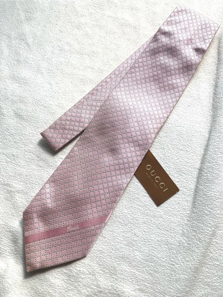 Gucci Rosa Corbata Seda Hombre Logo Logo Italia 125297 Foto 2 de 4